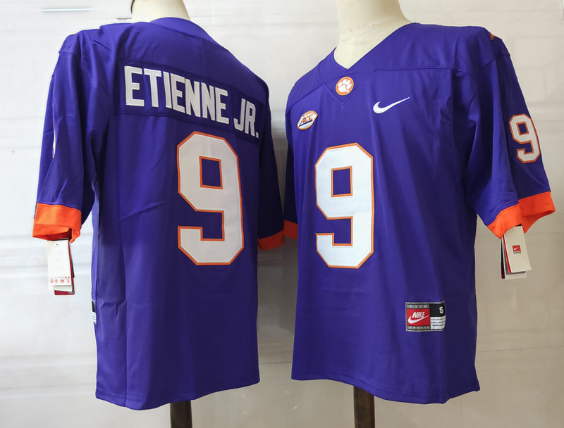 Men's Clemson Tigers #9 Travis Etienne Jr. Purple Stitched Nike NCAA Football Jersey