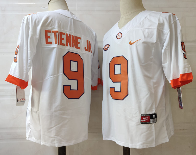Men's Clemson Tigers #9 Travis Etienne Jr. White Stitched Nike NCAA Football Jersey