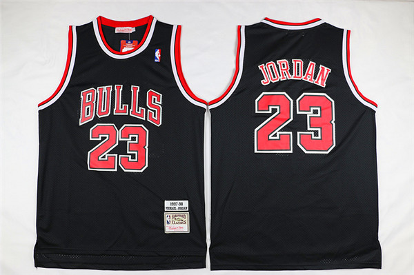 Men's Chicago Bulls #23 Michael Jordan Black 1997-98 Mitchell&Ness Throwback Jersey
