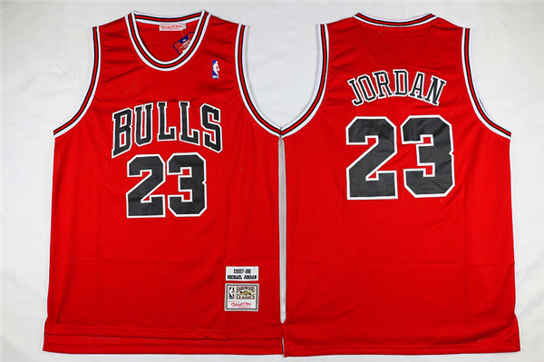 Men's Chicago Bulls #23 Michael Jordan Red 1997-98 Mitchell&Ness Throwback Jersey