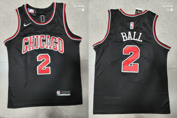 Mens Chicago Bulls #2 Lonzo Ball Nike Black Statement Edition Jersey