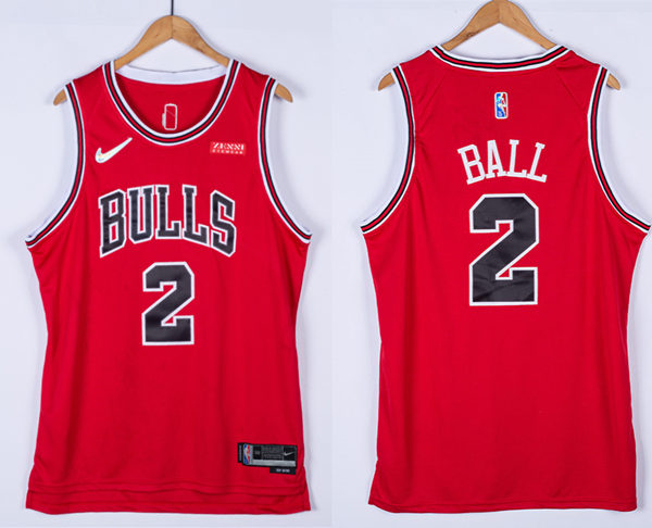 Mens Chicago Bulls #2 Lonzo Ball Nike Red NBA Icon Edition Jersey