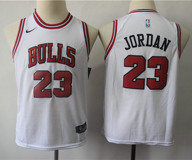 Youth Chicago Bulls #23 Michael Jordan Stitched Nike White Basketball Jersey