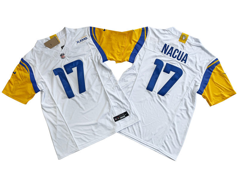 Mens Los Angeles Rams #17 Puka Nacua Nike White Alternate Vapor F.U.S.E. Limited Jersey