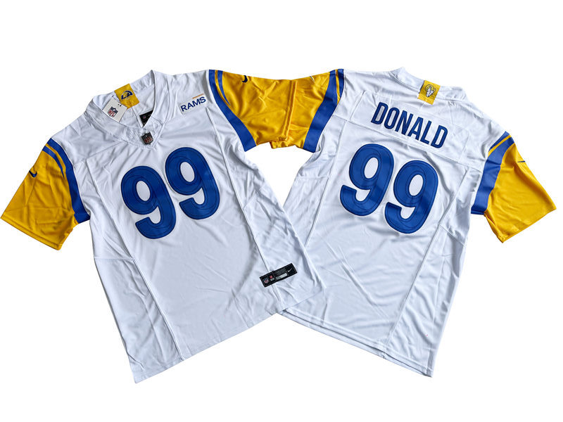 Mens Los Angeles Rams #99 Aaron Donald 2021 Nike White Modern Throwback Vapor F.U.S.E. Limited Jersey