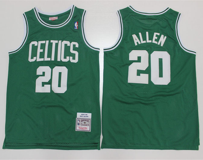 Mens Boston Celtics #20 Ray Allen Green Mitchell & Ness Hardwood Classics Throwback Jersey