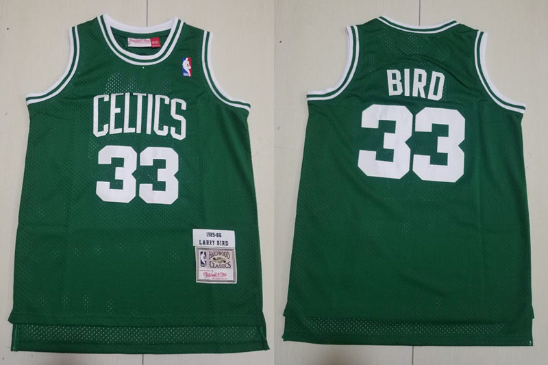 Youth Boston Celtics #33 Larry Bird Green 1985-86 Hardwood Classics Throwback JerseyJersey