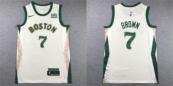 Mens Boston Celtics #7 Jaylen Brown 2023-24 Cream City Edition Player Jersey