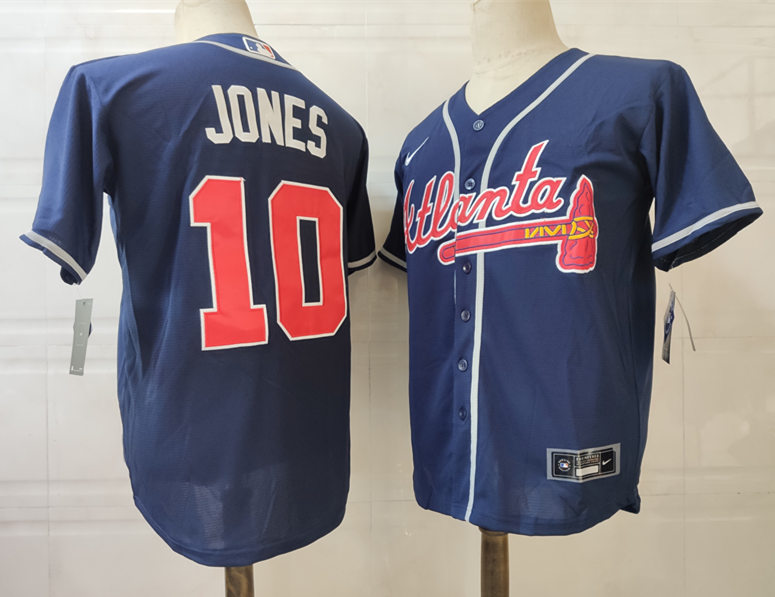 Men's Atlanta Braves Retired Player #10 Chipper Jones Nike Navy Alternate Cool Base Jersey