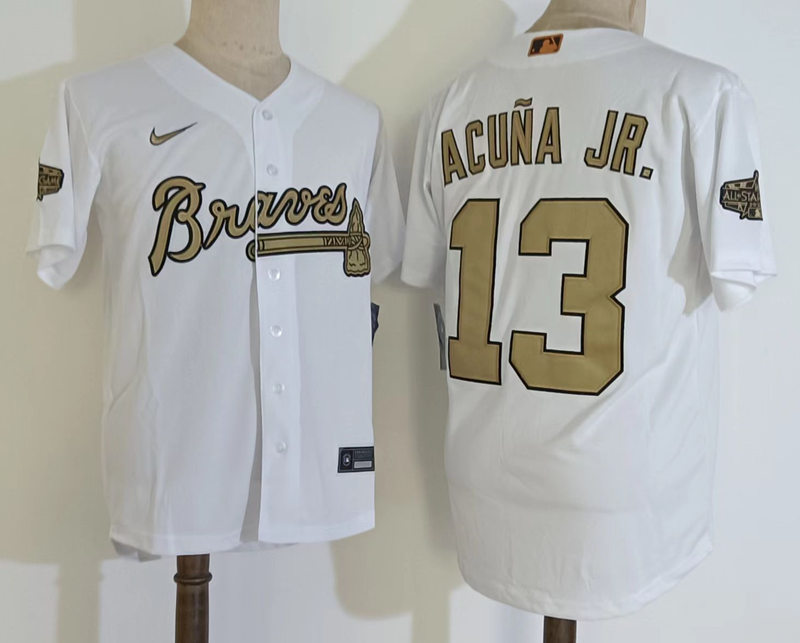 Mens Atlanta Braves #13 Ronald Acuna Jr. 2022 MLB All-Star Game Jersey White