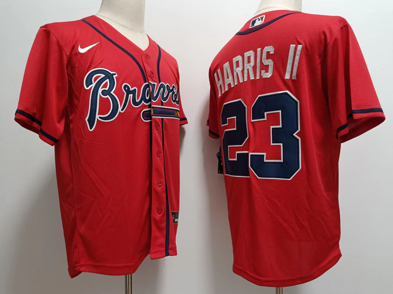 Mens Atlanta Braves #23 Michael Harris II Red Alternate CoolBase Stitched Jersey