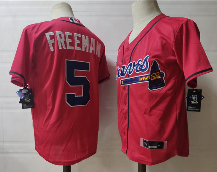 Men's Atlanta Braves #5 Freddie Freeman Nike Red Alternate Cool Base Jersey