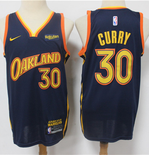 Men's Golden State Warriors #30 Stephen Curry Stitched Nike Navy 2020-21 City Edition Jersey