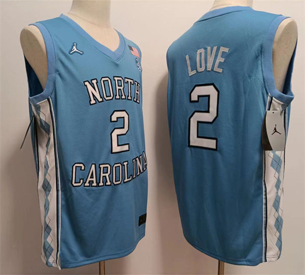 Mens North Carolina Tar Heels #2 Caleb Love  Carolina Blue College Baseketball Game Jersey