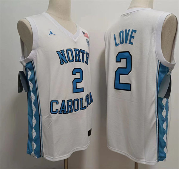 Mens North Carolina Tar Heels #2 Caleb Love White College Baseketball Game Jersey