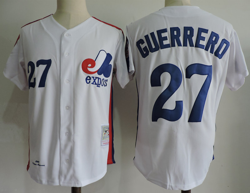 Men's Montreal Expos #27 Vladimir Guerrero White Throwback Jersey