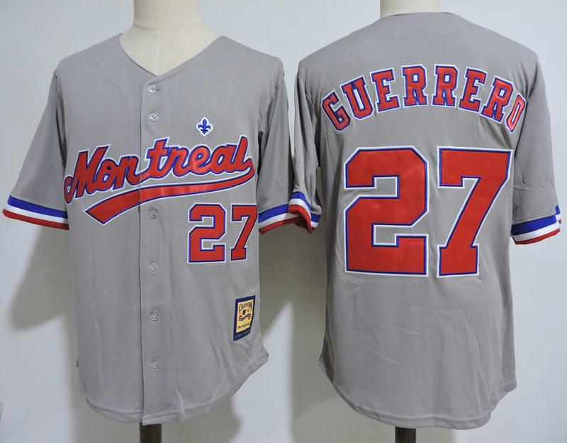 Men's Montreal Expos #27 Vladimir Guerrero Grey Throwback Jersey