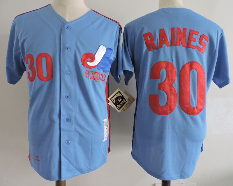 Montreal Expos #30 Tim Raines 1982 Blue Road Jersey