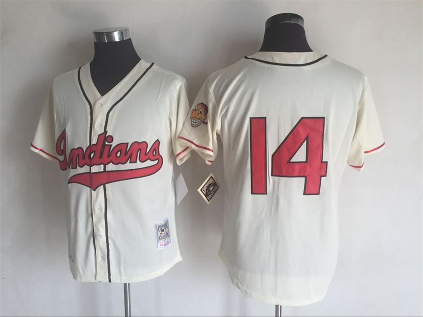 Men's Cleveland Indians #14 Larry Doby Mitchell & Ness 1951 Cream Authentic Throwback Jersey