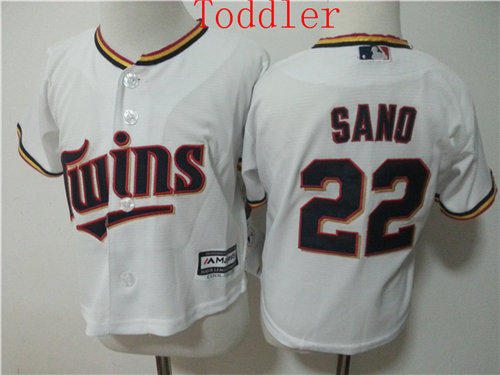 Toddler Minnesota Twins #22 Miguel Sano White Home 2015 Cool Base Jersey