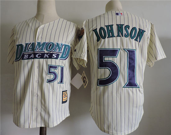 Men's Arizona Diamondbacks #51 Randy Johnson 1999 Cream Majestic Cooperstown Collection Jersey