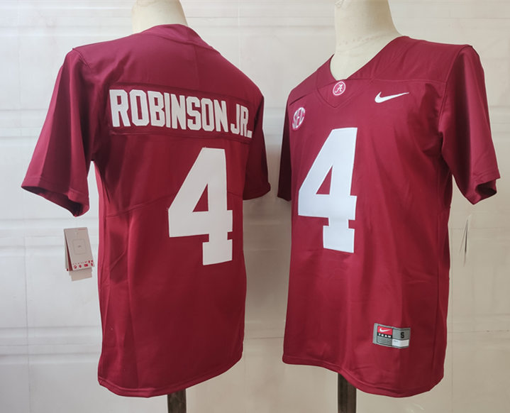 Mens Alabama Crimson Tide #4 Brian Robinson Jr. Nike Crimson College Football Game Jersey
