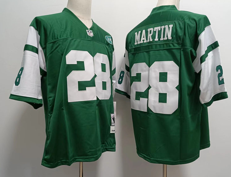 Mens New York Jets #28 Curtis Martin Green Mitchell & Ness NFL Throwback Football Jersey