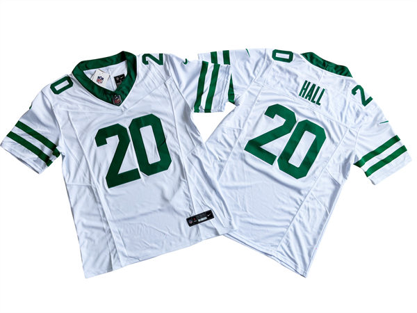 Mens New York Jets #20 Breece Hall Nike White Legacy 2023 Vapor F.U.S.E. Limited Jersey
