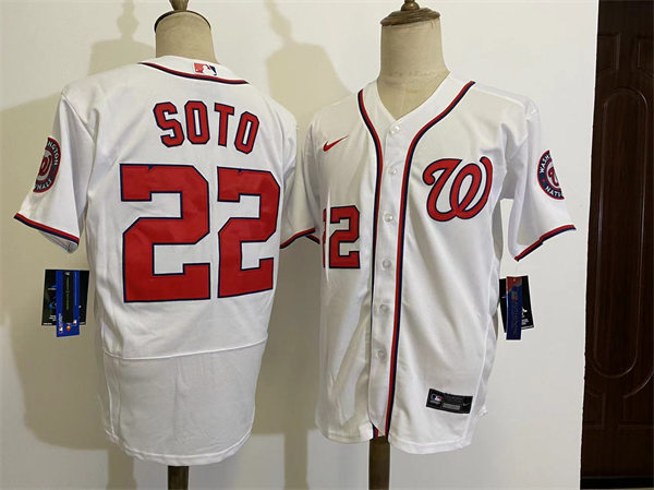 Men's Washington Nationals #22 Juan Soto Nike Home White FlexBase Jersey