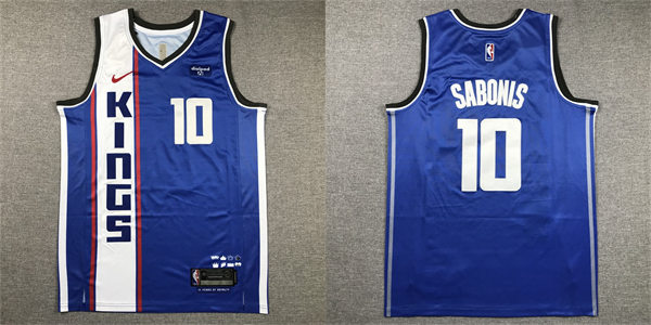 Mens Sacramento Kings #10 Domantas Sabonis Blue 2023-24 City Edition Jersey
