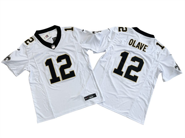 Men's New Orleans Saints #12 Chris Olave Nike White 2023 F.U.S.E. Vapor Limited Jersey