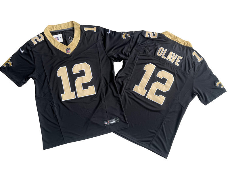 Men's New Orleans Saints #12 Chris Olave Nike Black 2023 F.U.S.E. Vapor Limited Jersey