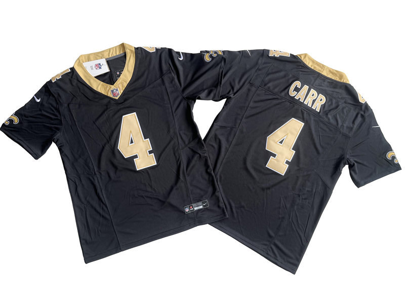 Men's New Orleans Saints #4 Derek Carr Nike Black 2023 F.U.S.E. Vapor Limited Jersey