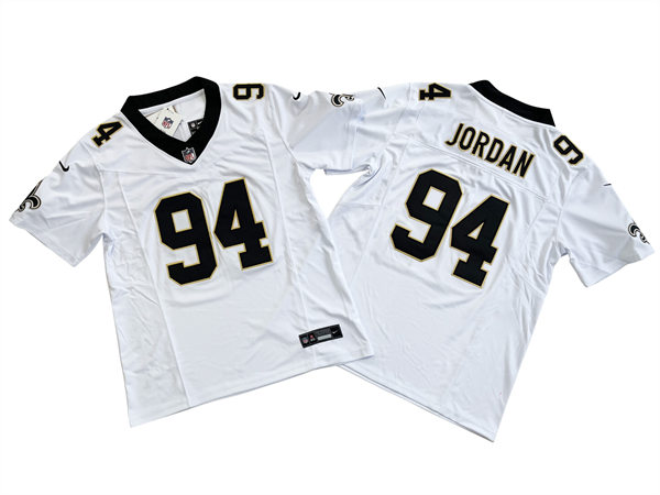Men's New Orleans Saints #94 Cameron Jordan White Nike 2023 F.U.S.E. Vapor Limited Jersey