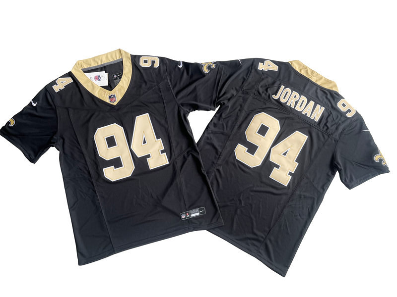 Men's New Orleans Saints #94 Cameron Jordan Black Nike 2023 F.U.S.E. Vapor Limited Jersey