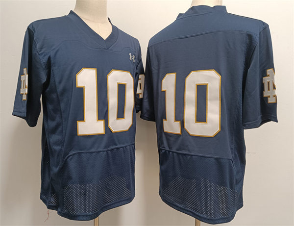 Men's  Notre Dame Fighting Irish #10 Sam Hartman Navy Without Name College Football Game Jersey