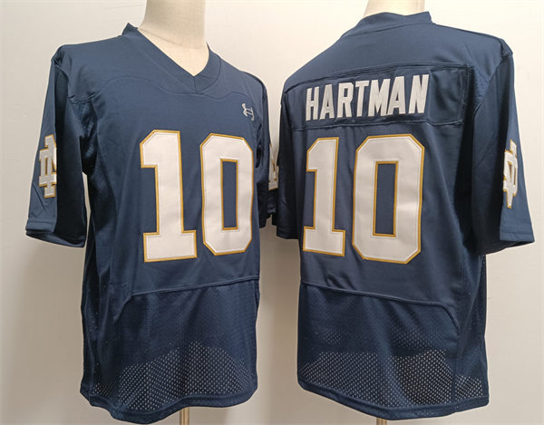 Men's  Notre Dame Fighting Irish #10 Sam Hartman Navy With Name College Football Jersey