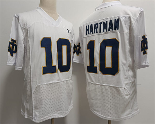 Men's Notre Dame Fighting Irish #10 Sam Hartman  White With Name College Football Jersey