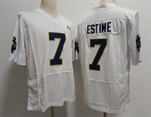 Men's Notre Dame Fighting Irish #7 Audric Estime White With Name College Football Jersey