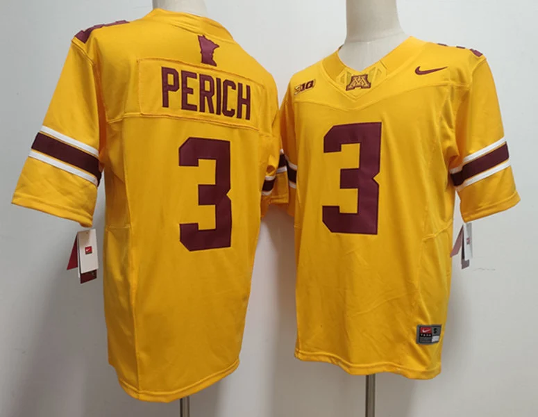 Mens Minnesota Golden Gophers #3 Koi Perich 2025 Gold Nike F.U.S.E. limited College Football Game Jersey