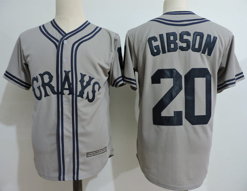 Men's USA Negro Leagues NLBM Homestead Grays #20 Josh Gibson Gray Baseball Jersey