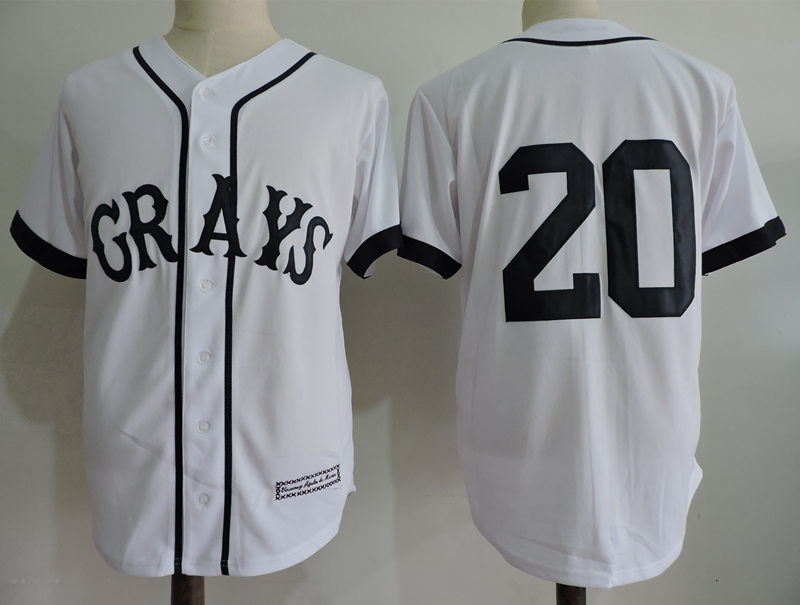 Men's USA Negro Leagues NLBM Homestead Grays #20 Josh Gibson White Baseball Jersey