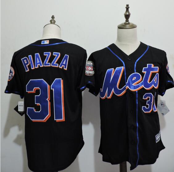 Men's New York Mets #31 Mike Piazza Black Mets Throwback VINTAGE Baseball Jersey