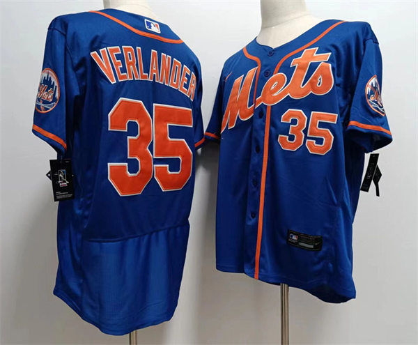 Men's New York Mets #35 Justin Verlander Nike Royal Orange Alternate FlexBase Player Jersey