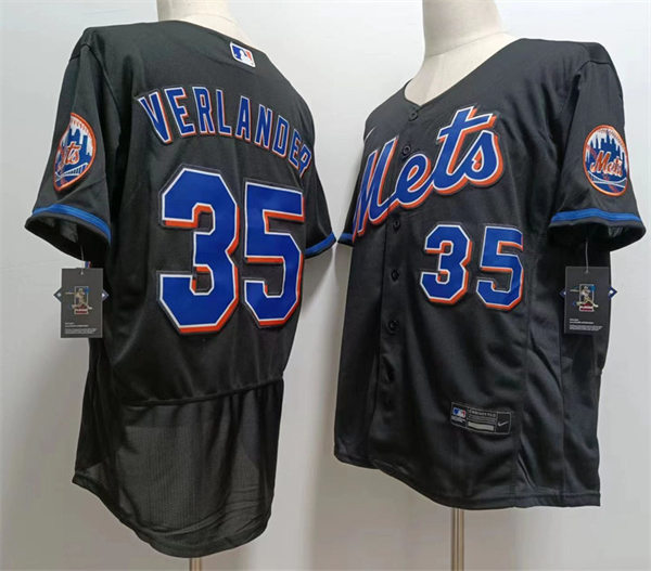 Men's New York Mets #35 Justin Verlander Nike 2022 Black Alternate Player Jersey