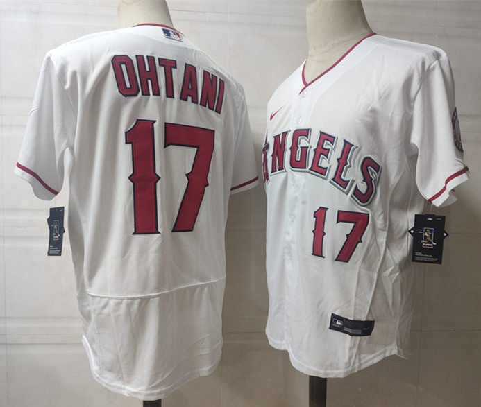 Men's Los Angeles Angels #17 Shohei Ohtani White Stitched MLB Flex Base Nike Jersey