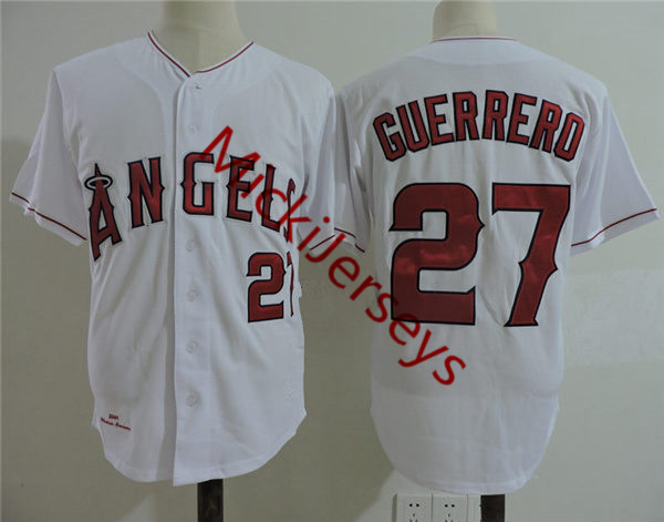 Men's Los Angeles Angels of Anaheim #27 VLADIMIR GUERRERO 2004 Majestic White Home Baseball Jersey