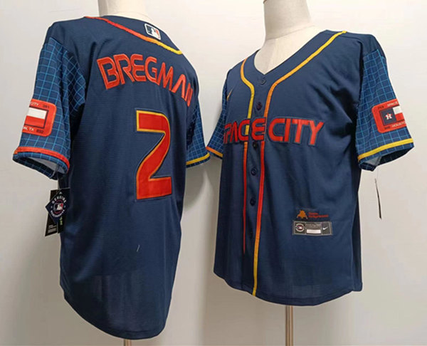 Mens Houston Astros #2 Alex Bregman Nike Navy 2022 City Connect Jersey