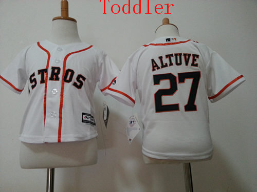Toddler Houston Astros #27 Jose Altuve White Home 2015 Cool Base Jersey