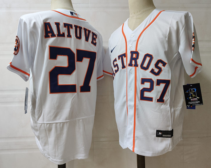 Men's Houston Astros #27 Jose Altuve Nike White Home Flexbase Jersey